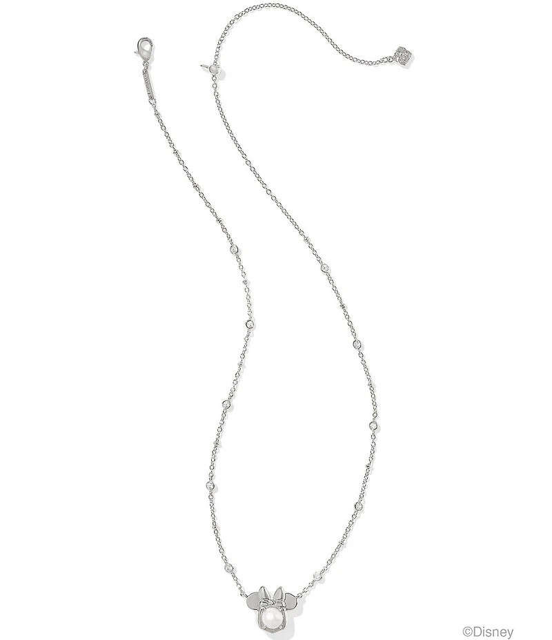 Kendra Scott Disney / Kendra Scott Silver Minnie Mouse Novelty Short Pearl Pendant Necklace