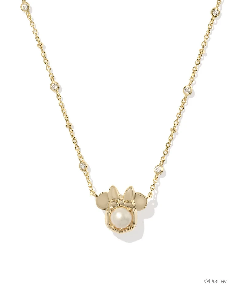 Kendra Scott Disney / Kendra Scott Silver Minnie Mouse Novelty Short Pearl Pendant Necklace