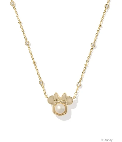 Kendra Scott Disney / Kendra Scott Silver Minnie Mouse Novelty Short Pearl Pendant Necklace