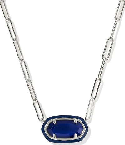 Kendra Scott Elisa Enamel Frame Paperclip Pearl Short Pendant Necklace