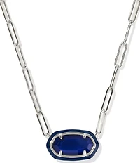 Kendra Scott Elisa Enamel Frame Paperclip Pearl Short Pendant Necklace