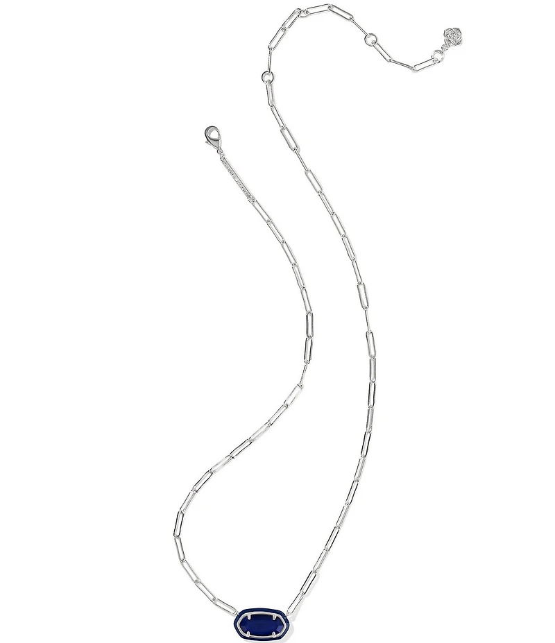 Kendra Scott Elisa Enamel Frame Paperclip Pearl Short Pendant Necklace