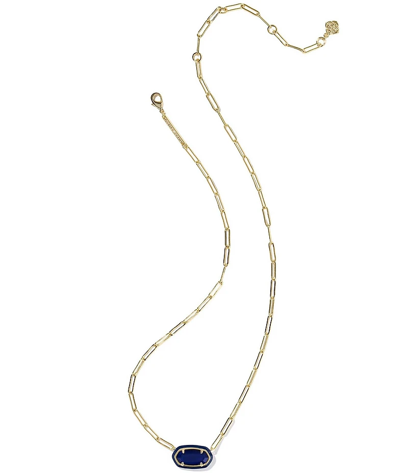 Kendra Scott Elisa Enamel Frame Paperclip Pearl Short Pendant Necklace