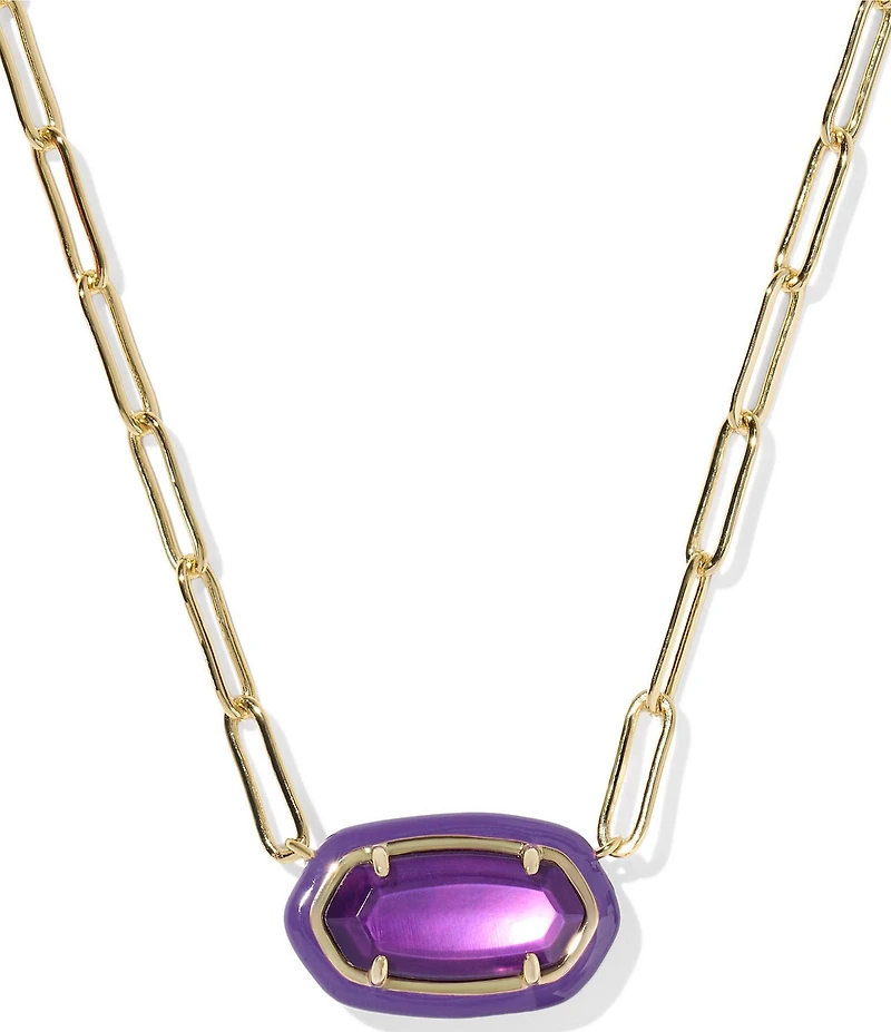 Kendra Scott Elisa Enamel Frame Paperclip Pearl Short Pendant Necklace