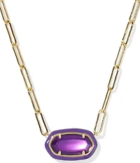 Kendra Scott Elisa Enamel Frame Paperclip Pearl Short Pendant Necklace