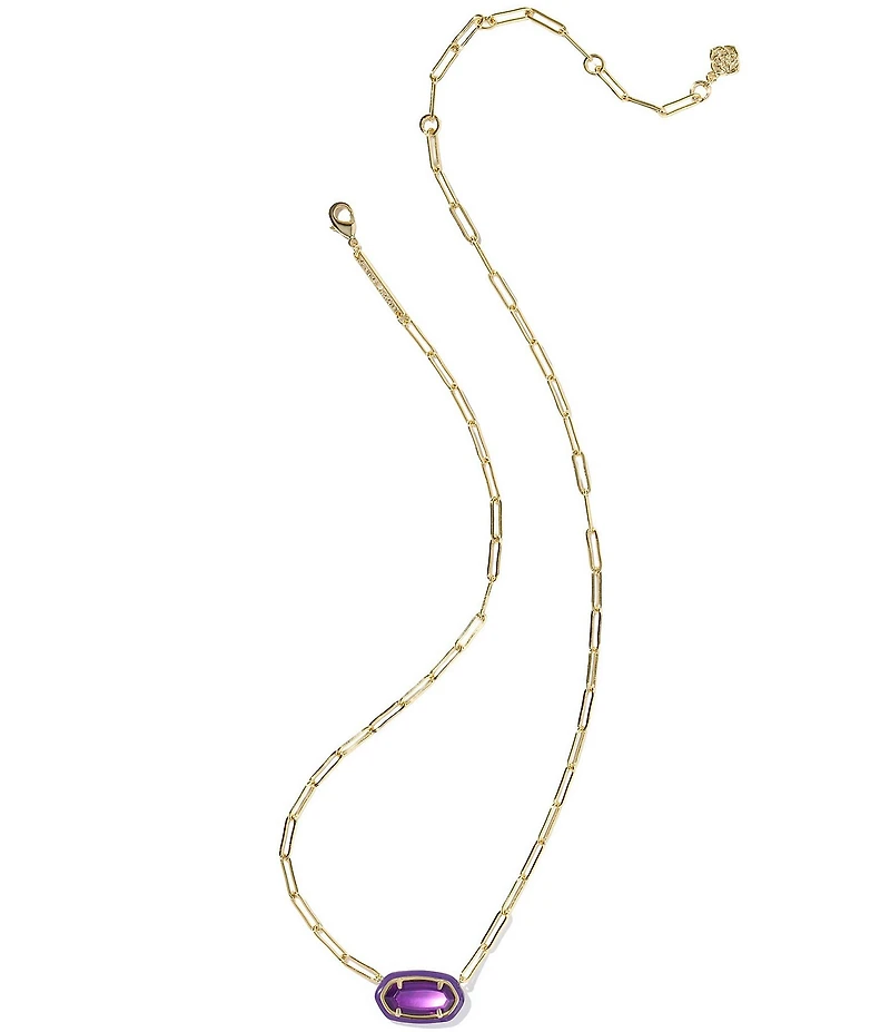 Kendra Scott Elisa Enamel Frame Paperclip Pearl Short Pendant Necklace