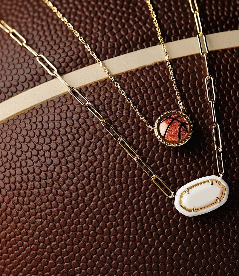 Kendra Scott Elisa Enamel Frame Paperclip Pearl Short Pendant Necklace