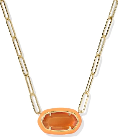 Kendra Scott Elisa Enamel Frame Paperclip Pearl Short Pendant Necklace