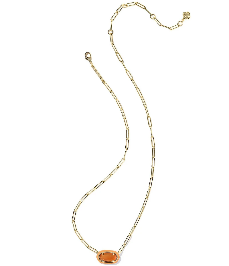 Kendra Scott Elisa Enamel Frame Paperclip Pearl Short Pendant Necklace