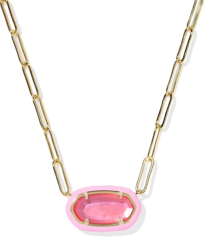 Kendra Scott Elisa Enamel Frame Paperclip Short Pendant Necklace
