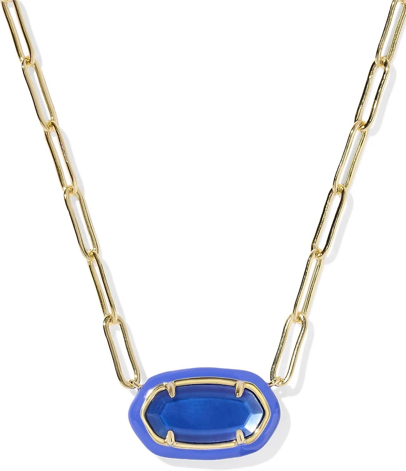 Kendra Scott Elisa Enamel Frame Paperclip Short Pendant Necklace