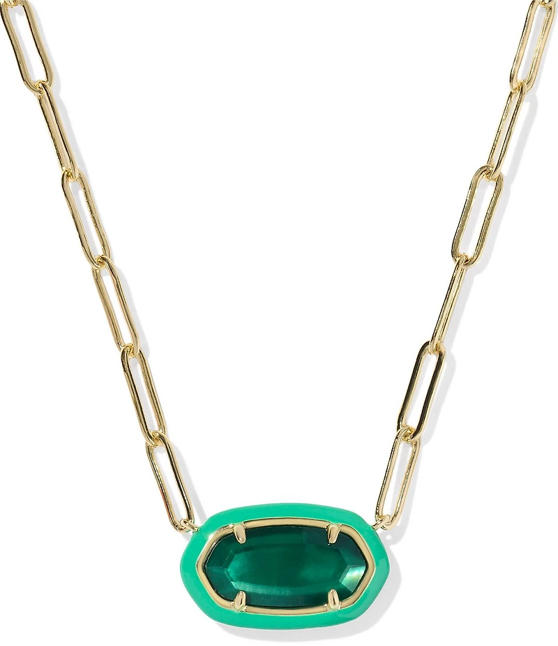 Kendra Scott Elisa Enamel Frame Paperclip Short Pendant Necklace