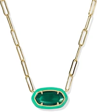 Kendra Scott Elisa Enamel Frame Paperclip Short Pendant Necklace