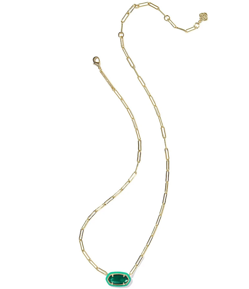Kendra Scott Elisa Enamel Frame Paperclip Short Pendant Necklace
