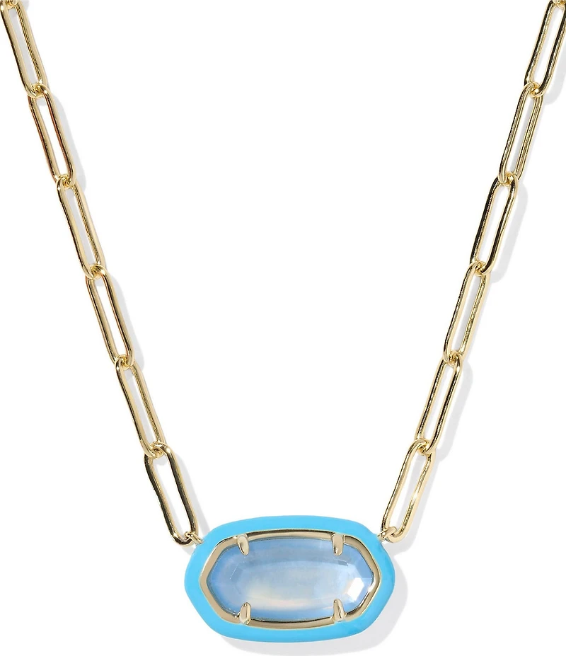 Kendra Scott Elisa Enamel Frame Paperclip Short Pendant Necklace
