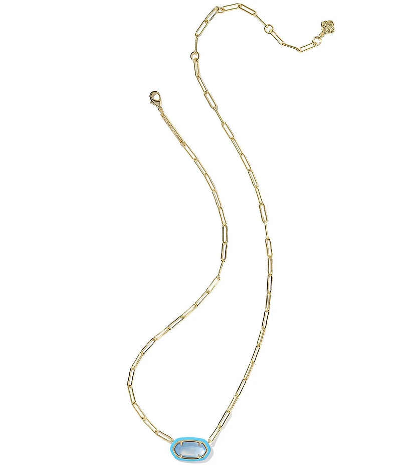 Kendra Scott Elisa Enamel Frame Paperclip Short Pendant Necklace