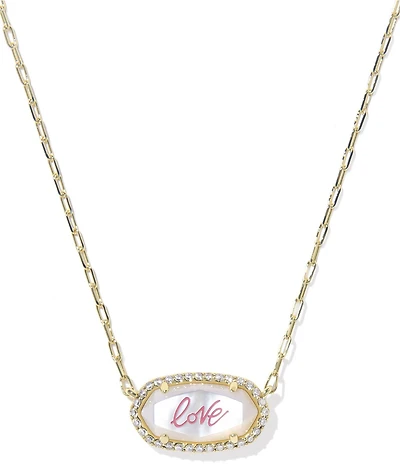 Kendra Scott Elisa Pave Frame Love Script Short Pendant Necklace