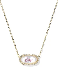 Kendra Scott Elisa Pave Frame Love Script Short Pendant Necklace