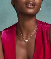 Kendra Scott Elisa Pave Frame Love Script Short Pendant Necklace