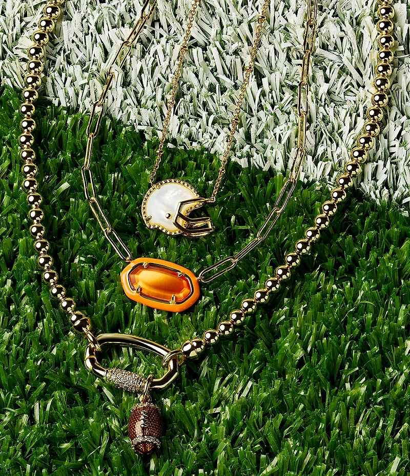 Kendra Scott Football Metal Bead Strand Short Pendant Necklace