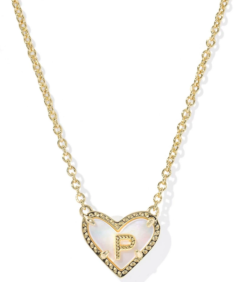 Kendra Scott Heart Letter Gold Short Pendant Necklace