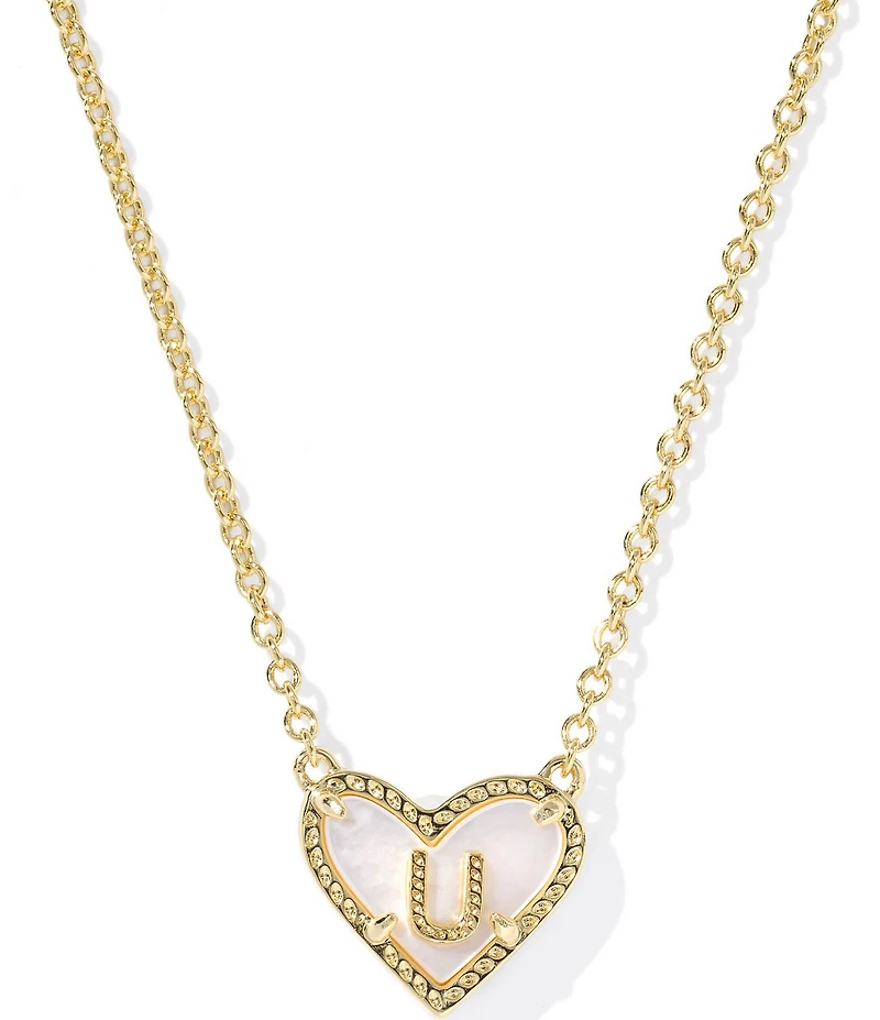 Kendra Scott Heart Letter Gold Short Pendant Necklace