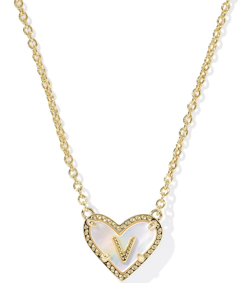 Kendra Scott Heart Letter Gold Short Pendant Necklace