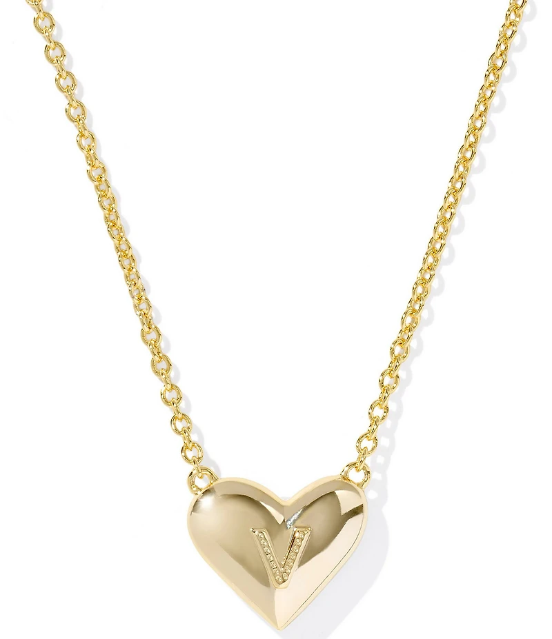 Kendra Scott Heart Letter Gold Short Pendant Necklace