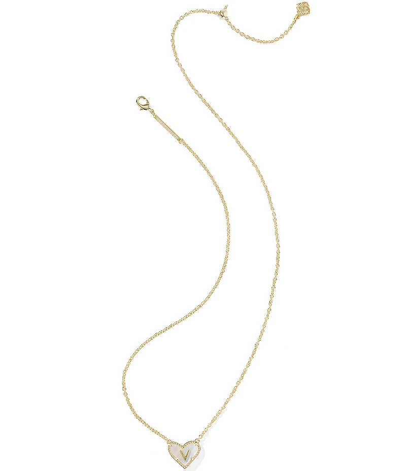 Kendra Scott Heart Letter Gold Short Pendant Necklace