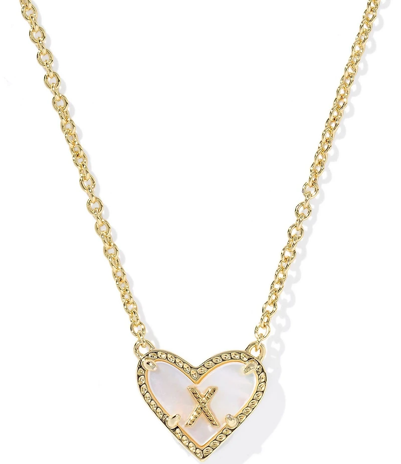 Kendra Scott Heart Letter Gold Short Pendant Necklace