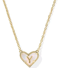 Kendra Scott Heart Letter Gold Short Pendant Necklace