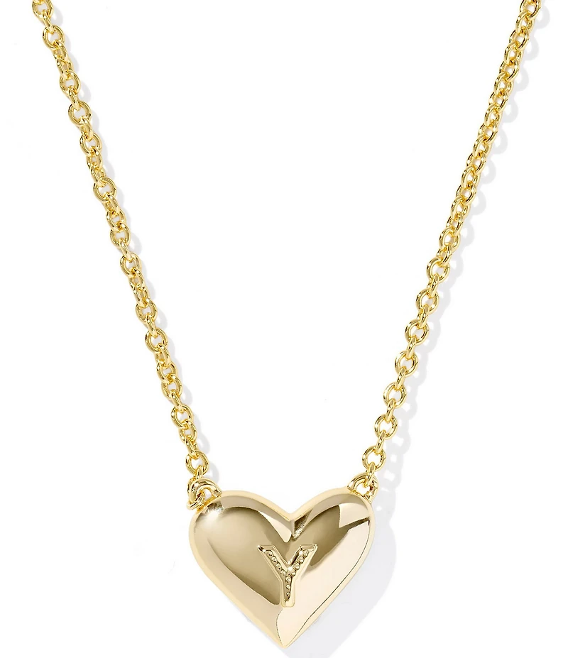 Kendra Scott Heart Letter Gold Short Pendant Necklace