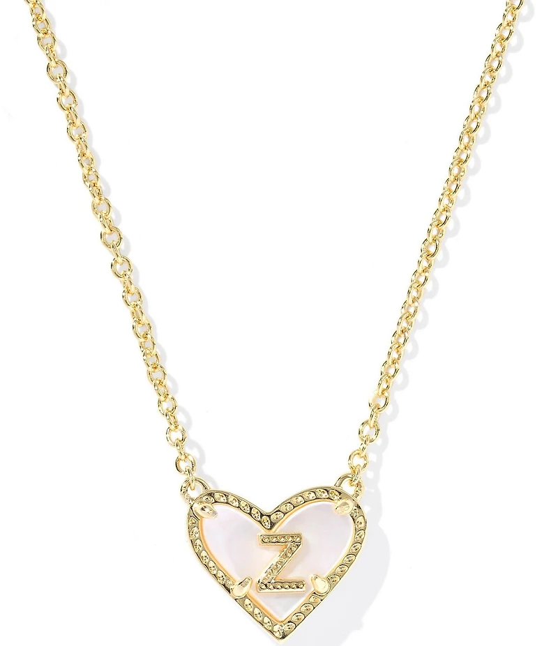 Kendra Scott Heart Letter Gold Short Pendant Necklace
