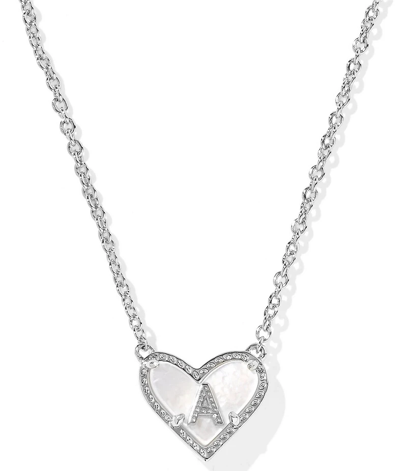 Kendra Scott Heart Letter Silver Short Pendant Necklace