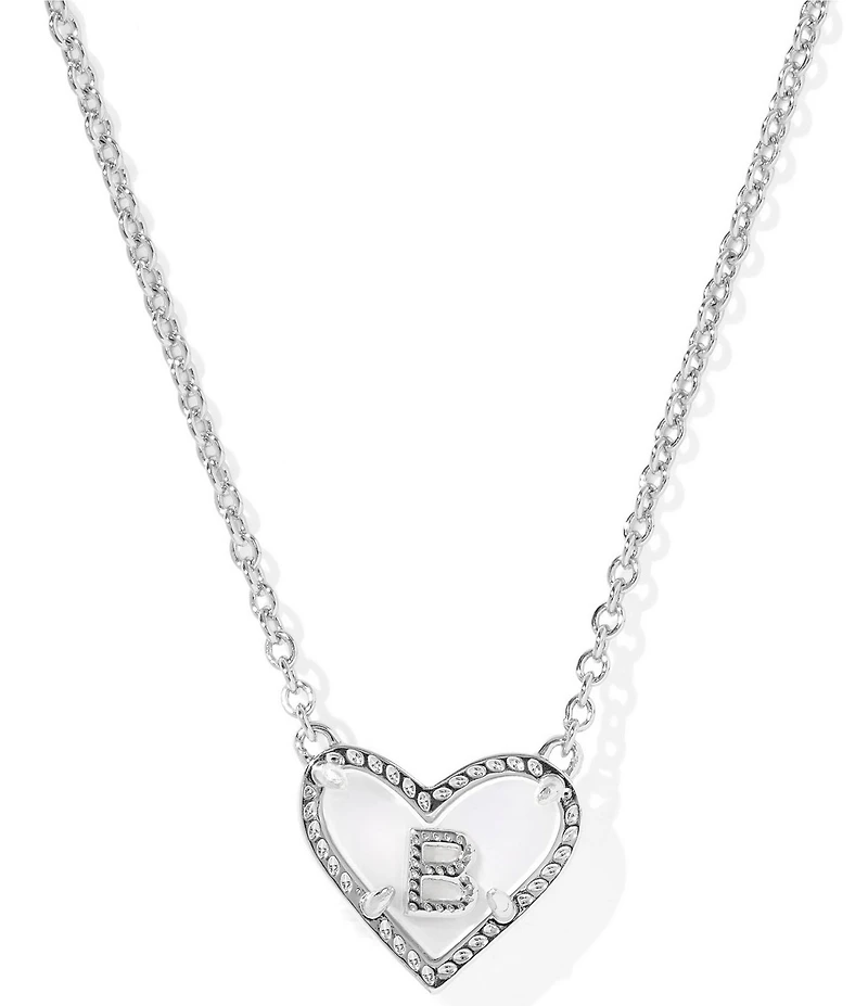 Kendra Scott Heart Letter Silver Short Pendant Necklace