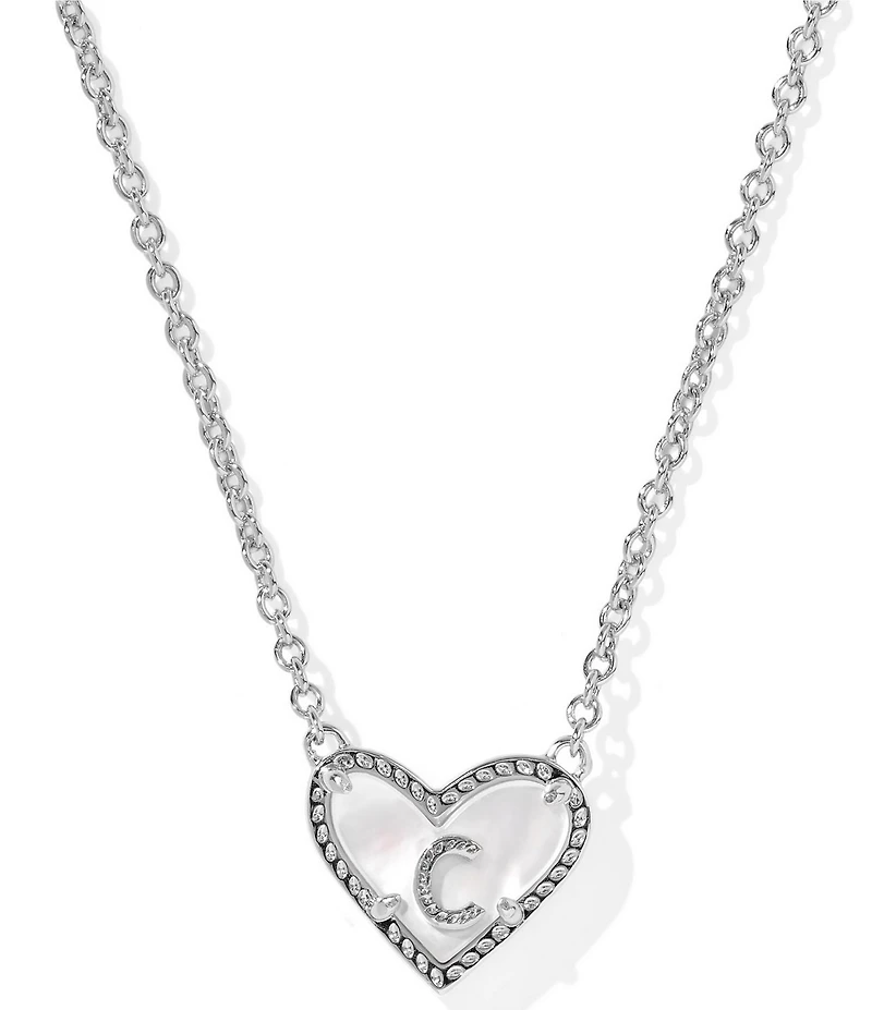 Kendra Scott Heart Letter Silver Short Pendant Necklace
