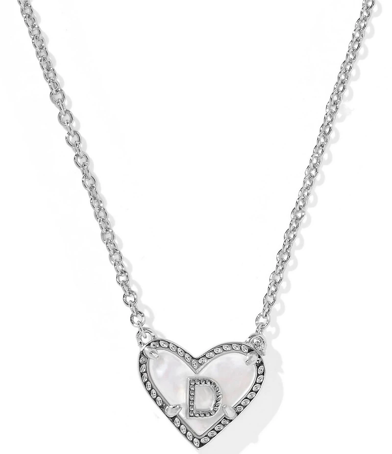 Kendra Scott Heart Letter Silver Short Pendant Necklace