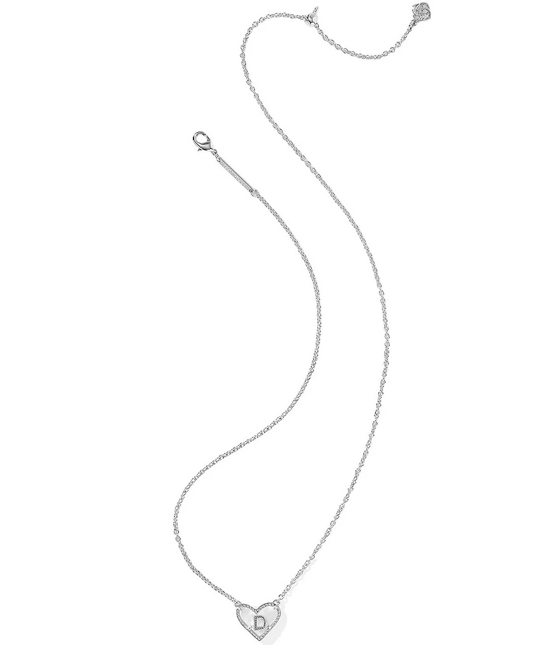 Kendra Scott Heart Letter Silver Short Pendant Necklace