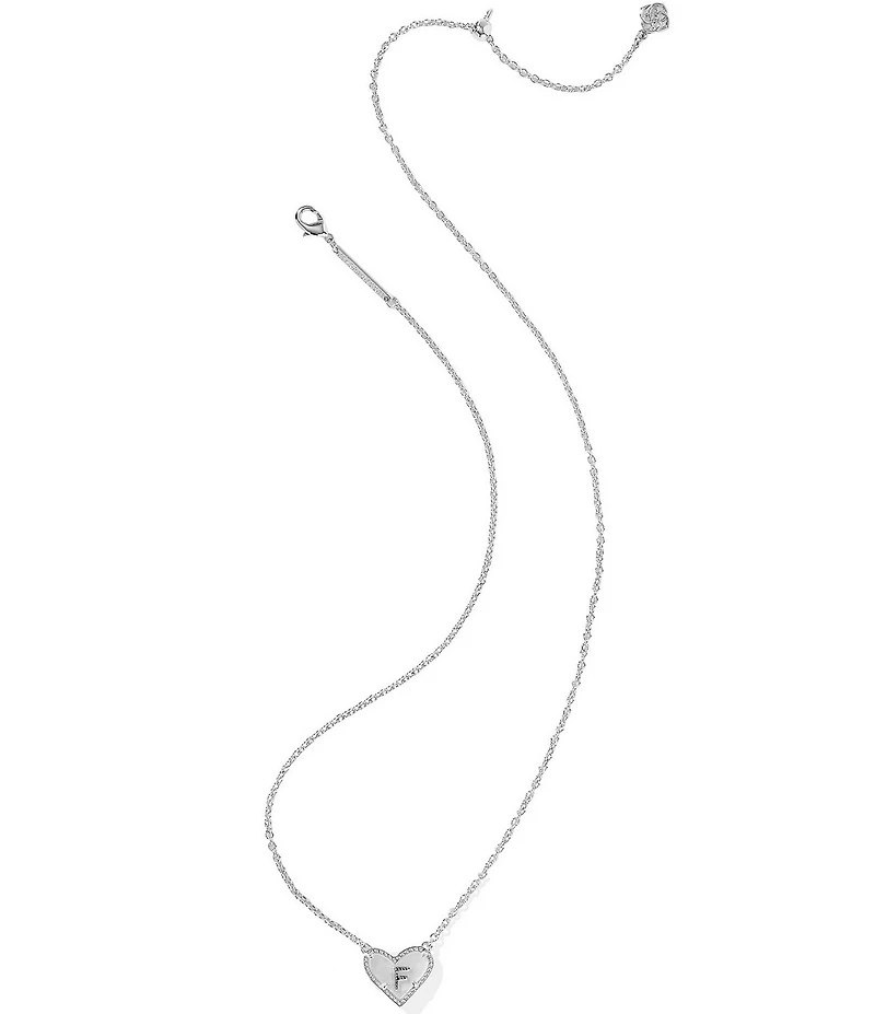 Kendra Scott Heart Letter Silver Short Pendant Necklace