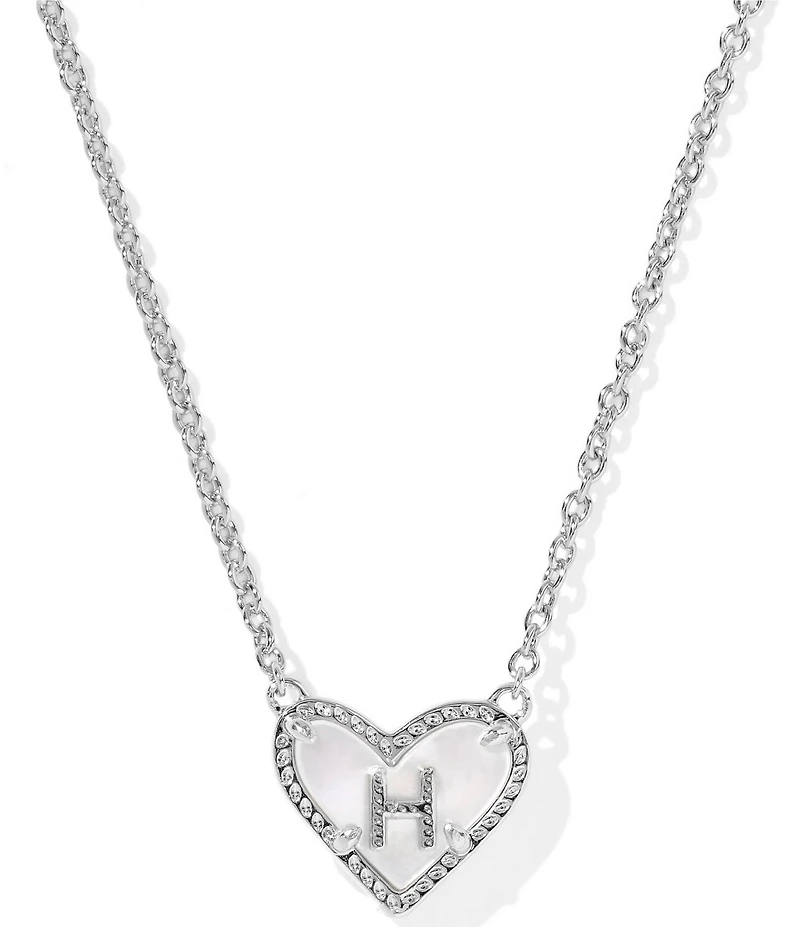 Kendra Scott Heart Letter Silver Short Pendant Necklace