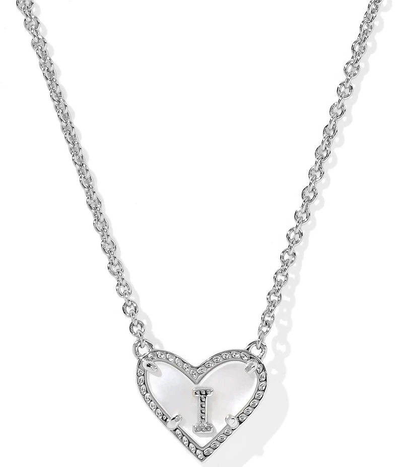 Kendra Scott Heart Letter Silver Short Pendant Necklace
