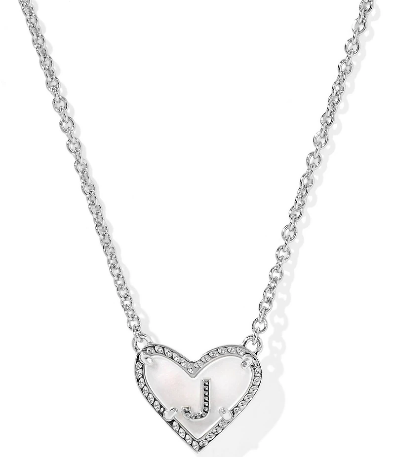 Kendra Scott Heart Letter Silver Short Pendant Necklace