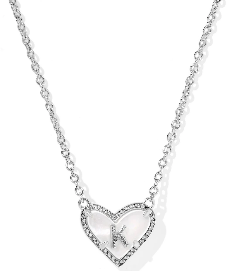 Kendra Scott Heart Letter Silver Short Pendant Necklace