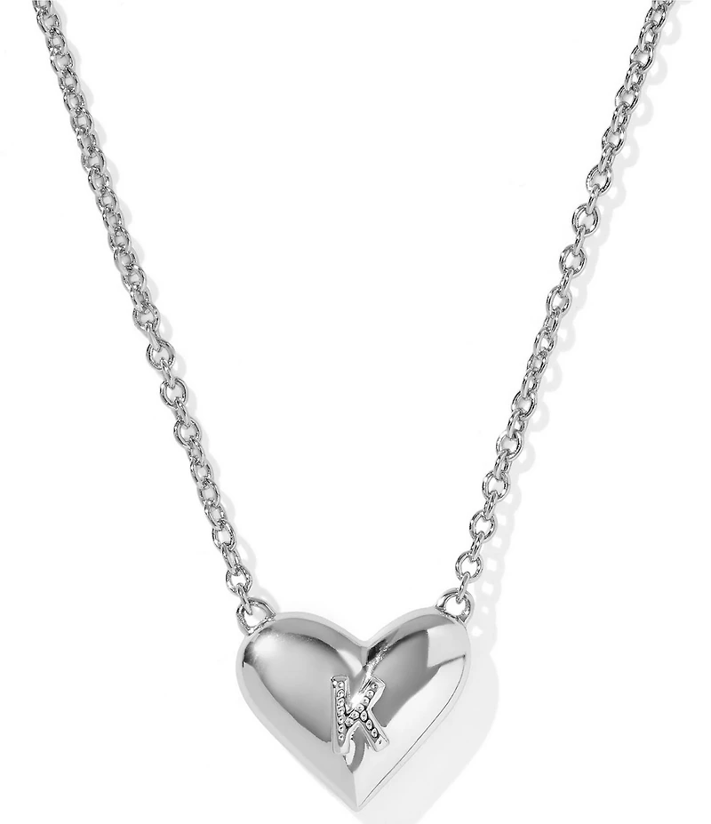 Kendra Scott Heart Letter Silver Short Pendant Necklace