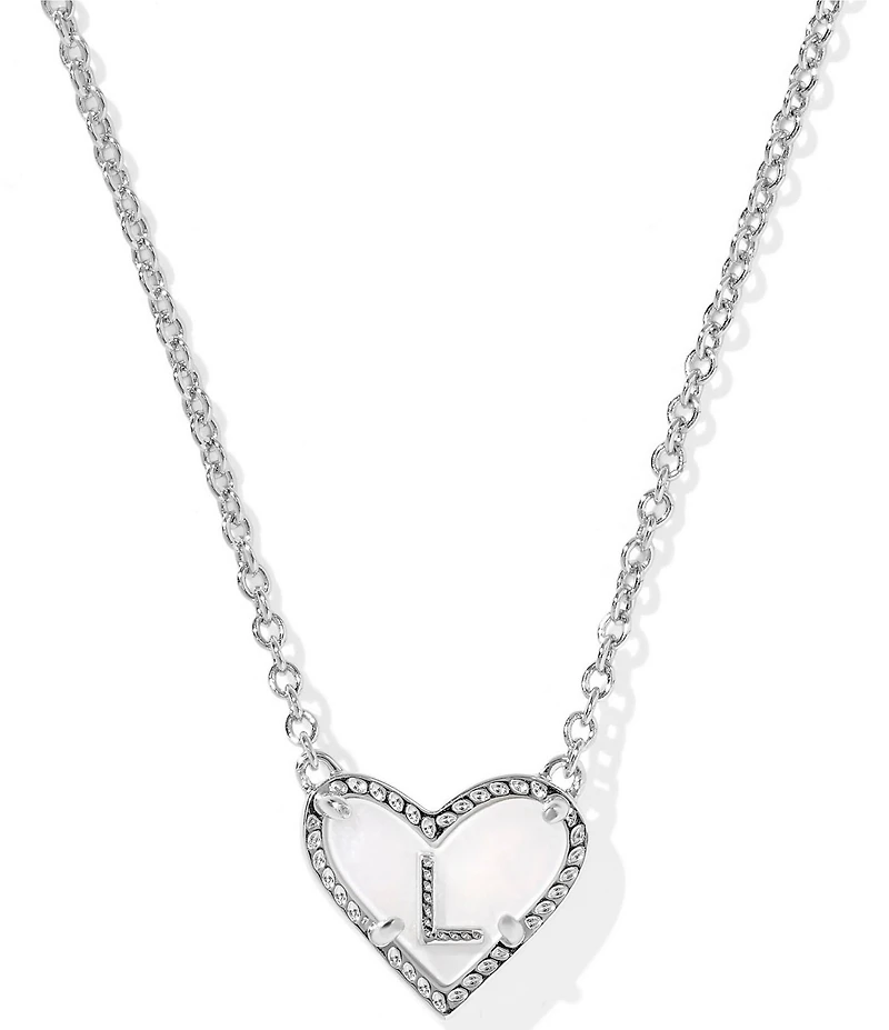 Kendra Scott Heart Letter Silver Short Pendant Necklace