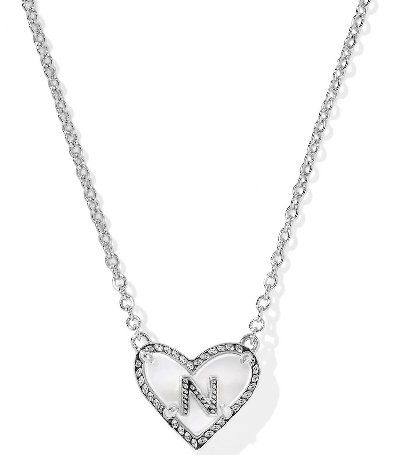 Kendra Scott Heart Letter Silver Short Pendant Necklace