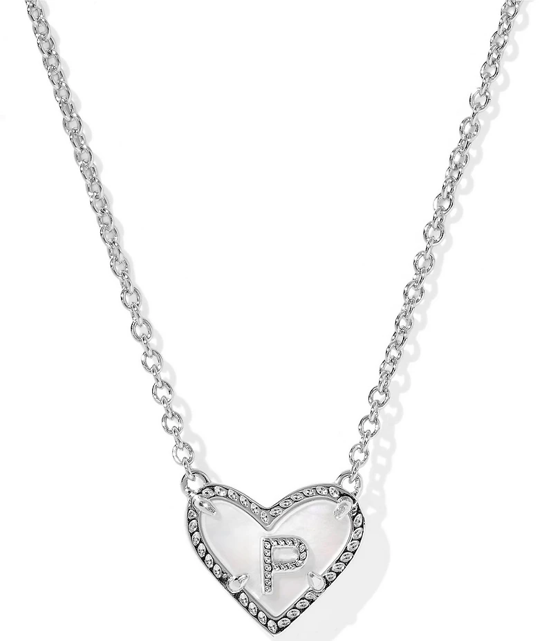 Kendra Scott Heart Letter Silver Short Pendant Necklace