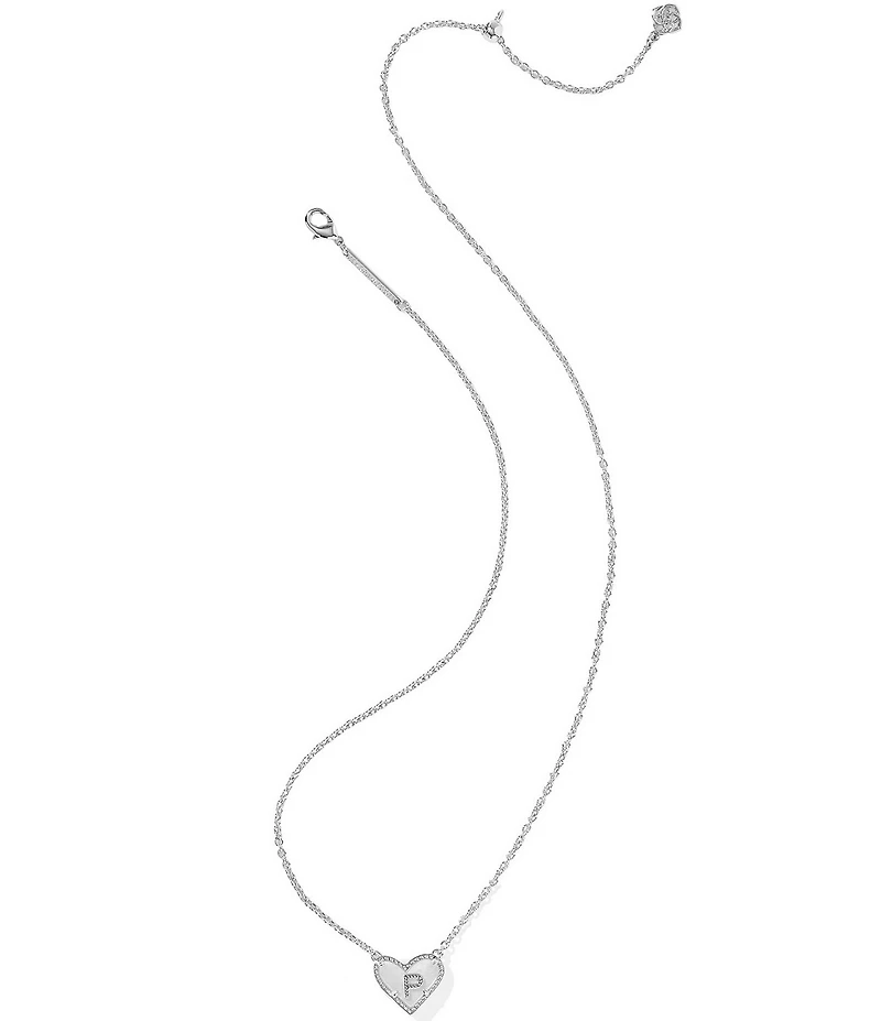 Kendra Scott Heart Letter Silver Short Pendant Necklace