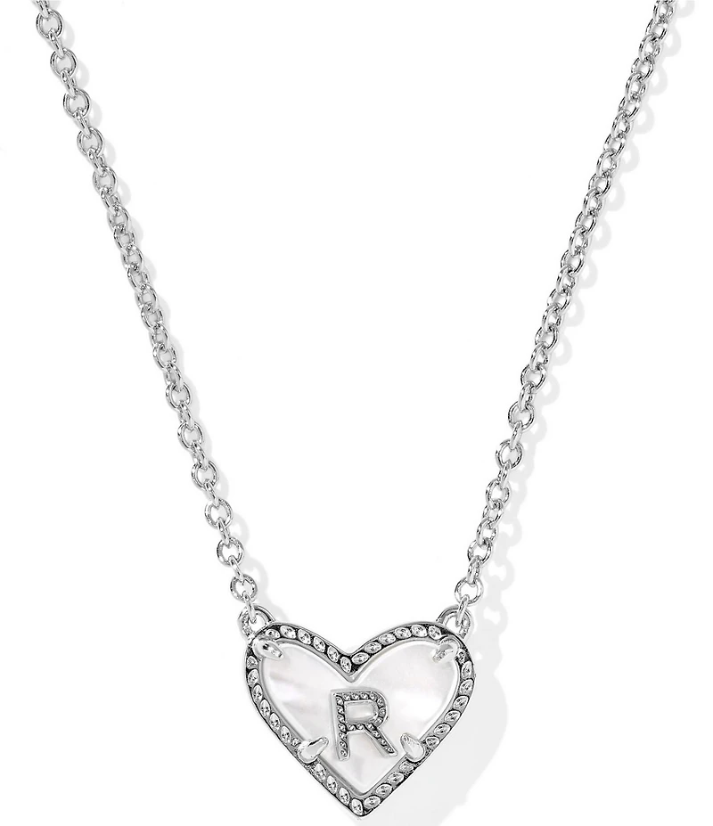 Kendra Scott Heart Letter Silver Short Pendant Necklace
