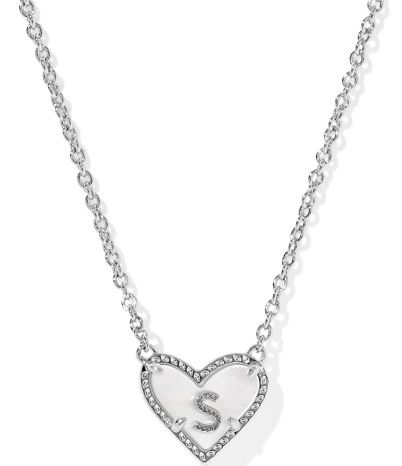 Kendra Scott Heart Letter Silver Short Pendant Necklace